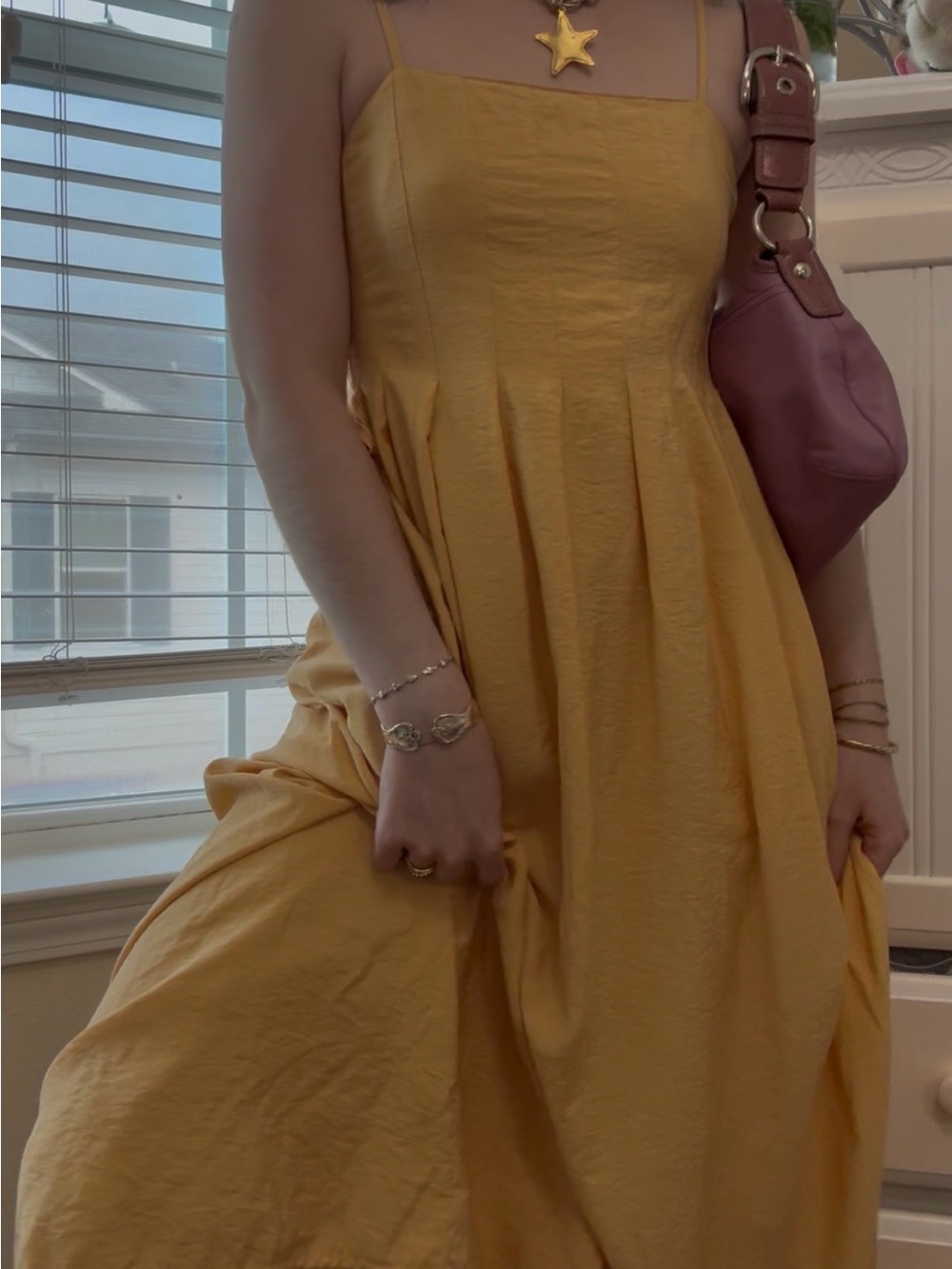 Madewell Golden Yellow Spaghetti-Strap Maxi Dress